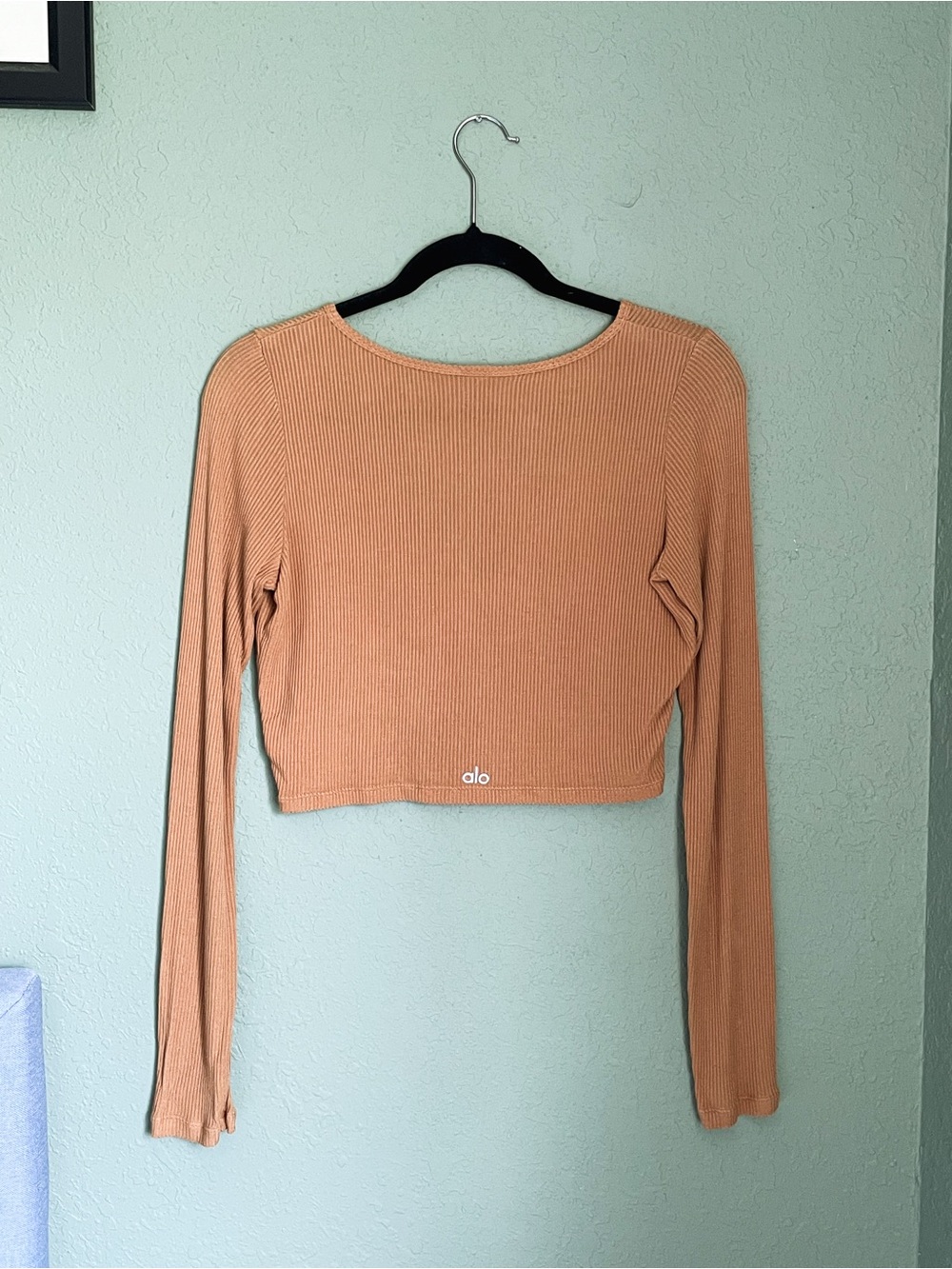 Alo Yoga Whisper Ribbed Cropped Cardigan Sweater Size 4/6 Small Toffee Brown